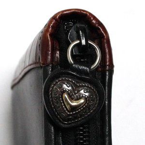 Black & Brown Heart Shaped Zipper Pull PDA Holder or Case Only
